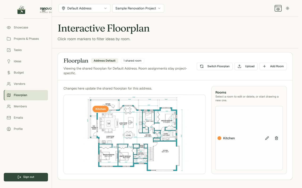 La pagina Floorplan