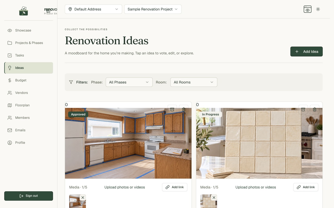 The Ideas page