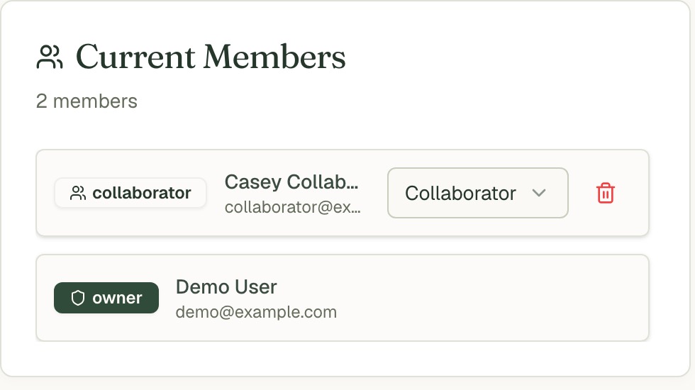 The Members page
