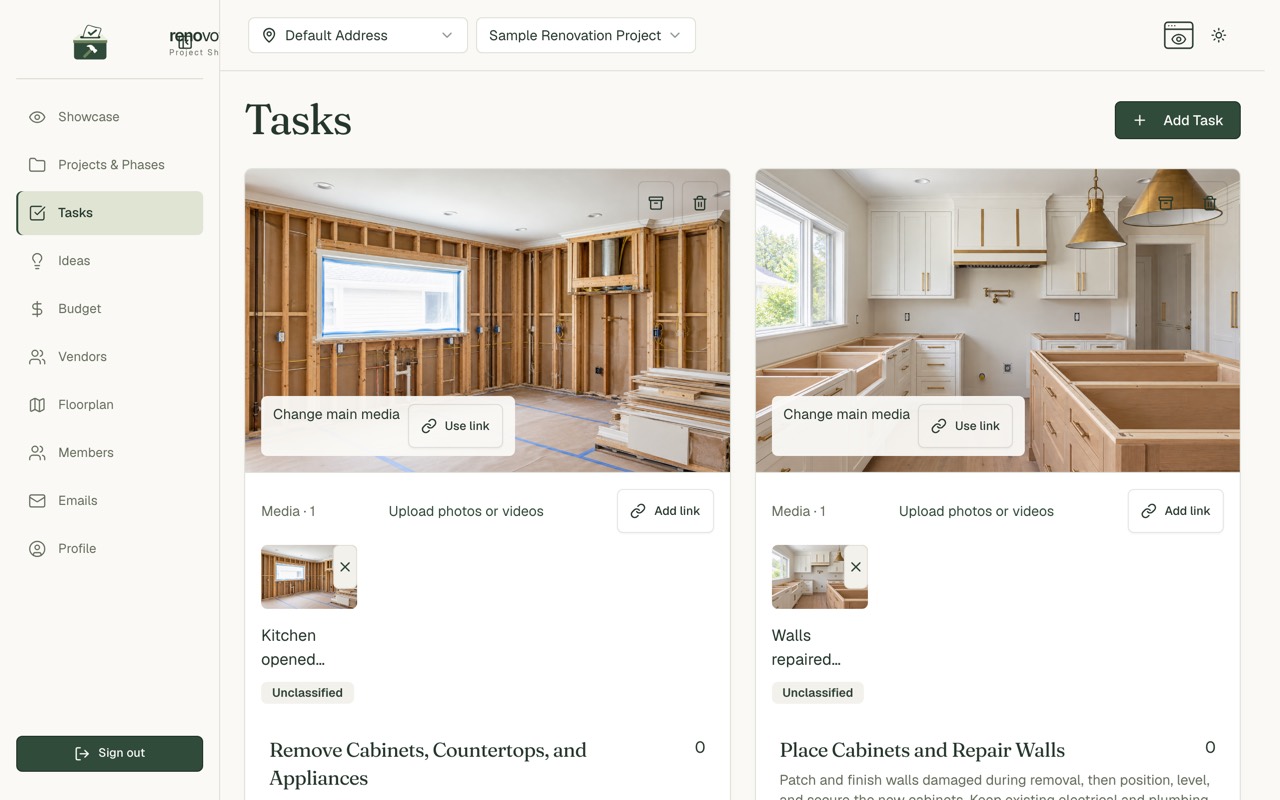 La pagina Tasks